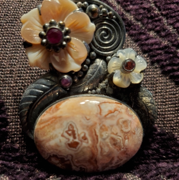 Sajen .925 Silver Semi-precious stone Pin/Pendant - Picture 2 of 3